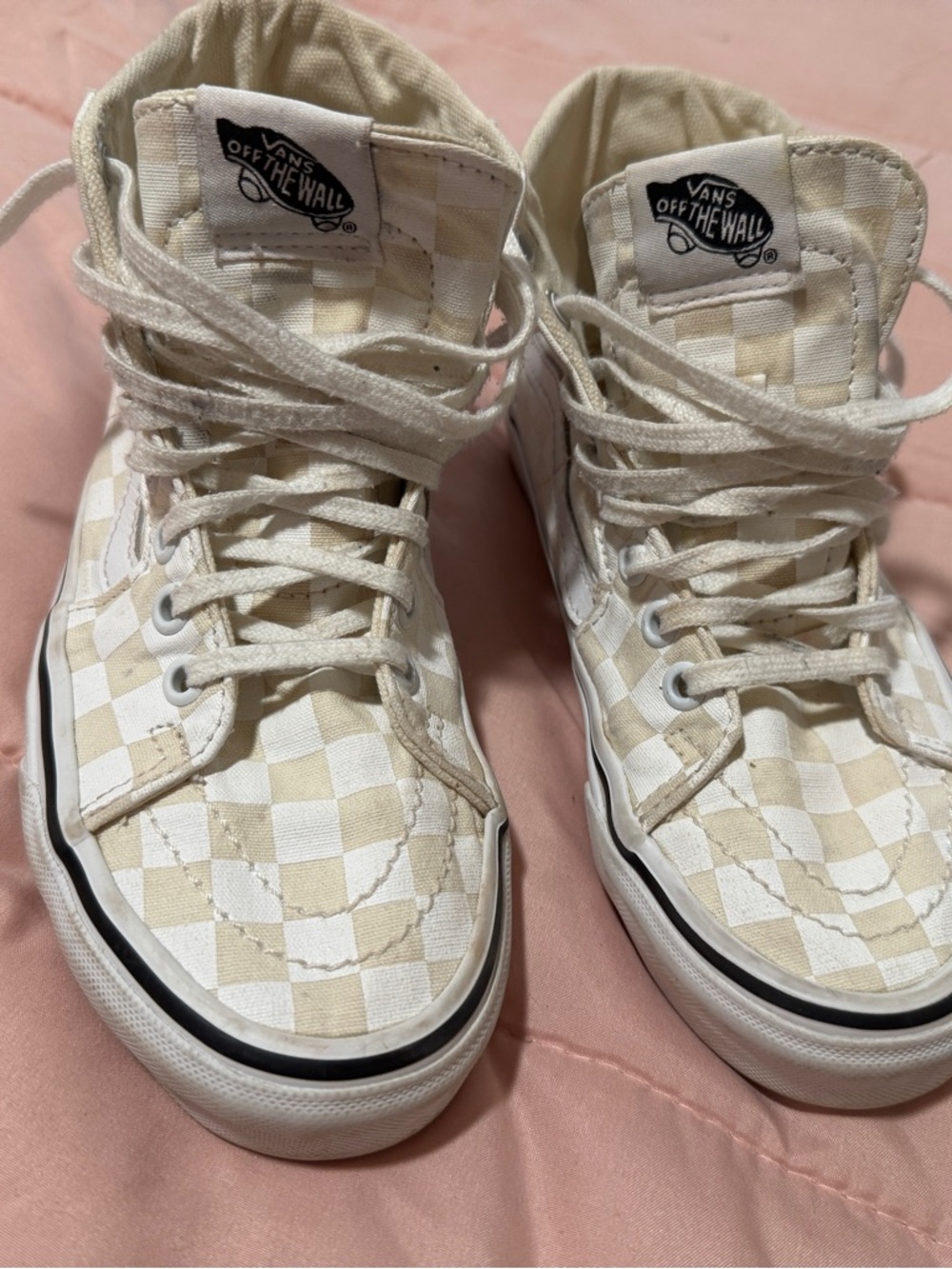 Vans Cream High-Top Skate Shoe with White Details